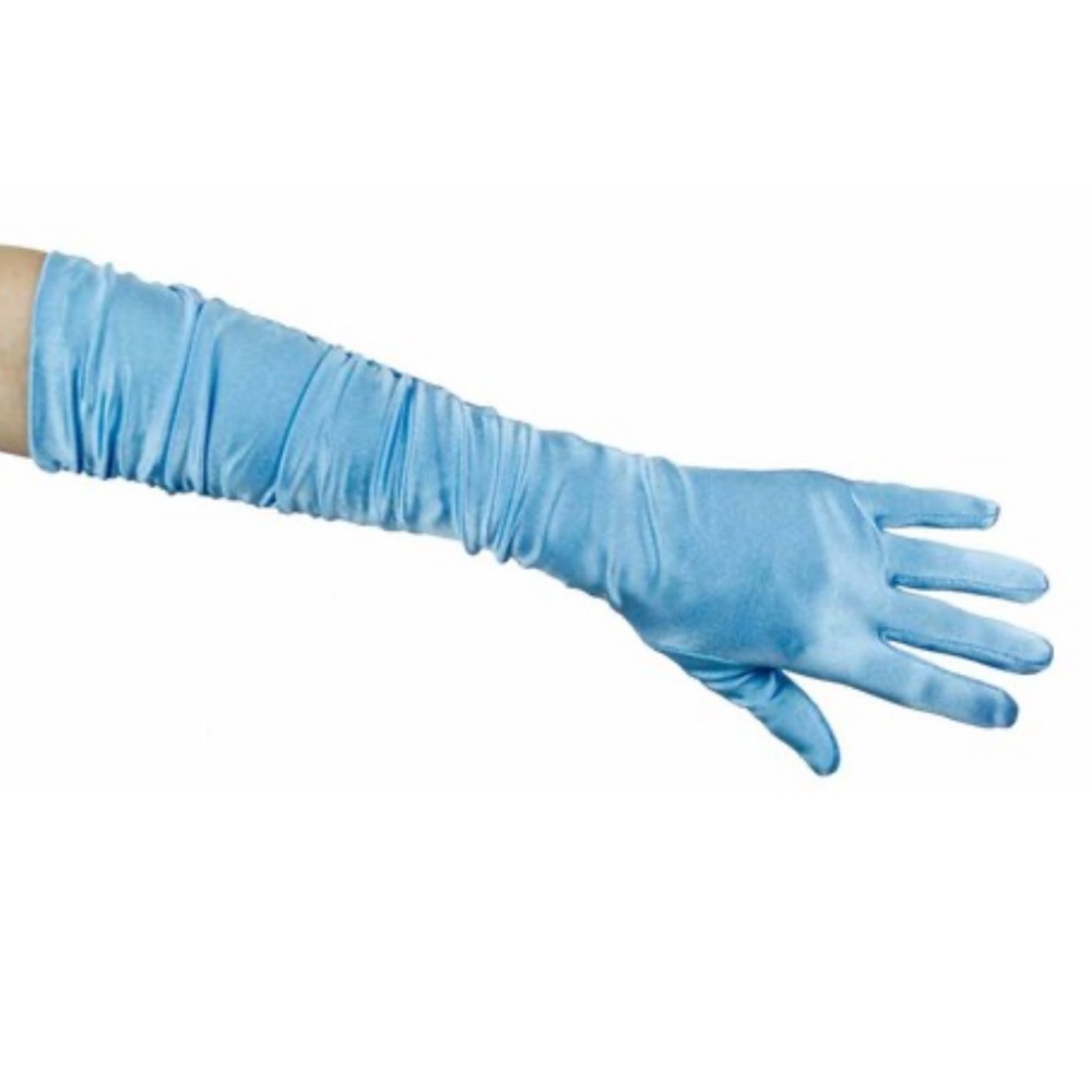Vintage Ruched Gathered Satin Elbow Length Gloves